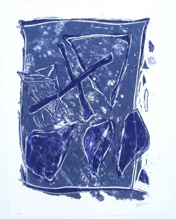 Литография Humair - Composition bleue et mauve