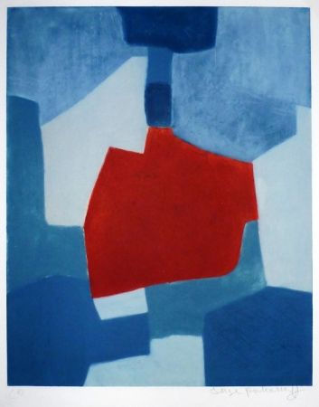 Гравюра Poliakoff - Composition bleue et rouge