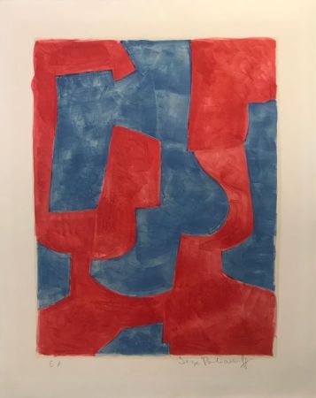 Литография Poliakoff - Composition bleue et rouge L57 