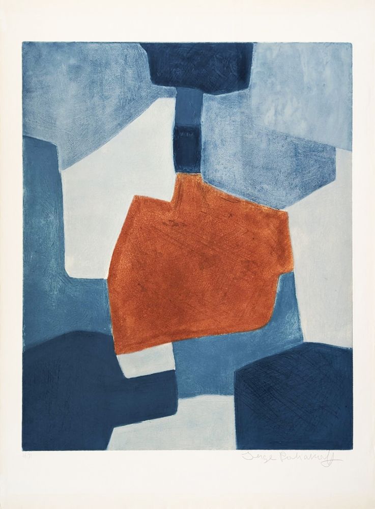 Офорт И Аквитанта Poliakoff - Composition bleue et rouge XXXI 