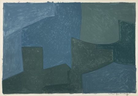 Литография Poliakoff - Composition bleue et verte L52 