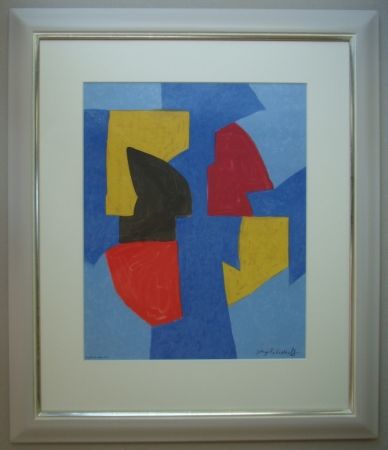 Литография Poliakoff - Composition bleue, rouge et jaune