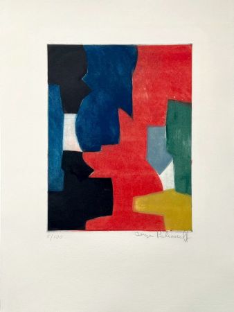 Офорт И Аквитанта Poliakoff - Composition bleue, rouge, verte et noire III 