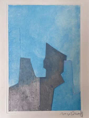 Офорт И Аквитанта Poliakoff - Composition bleue XXIV 