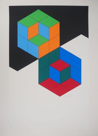 Сериграфия Vasarely - Composition cinétique : Bi-Hexa