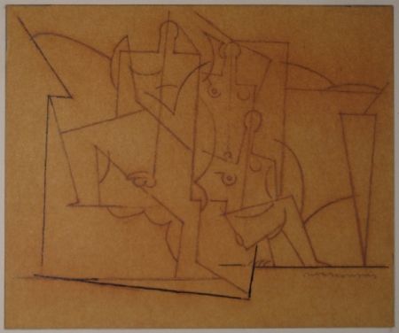 Монотип Marcoussis - Composition cubiste / Kubistische Komposition (Mann und zwei Frauen). 