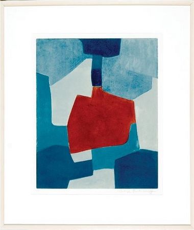 Акватинта Poliakoff - Composition en blue and rouge