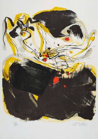 Литография Chu Teh Chun  - Composition en jaune, noir et rouge