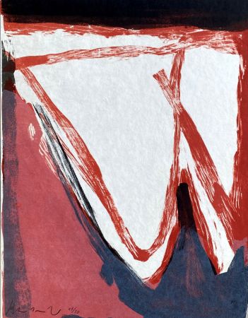 Литография Van Velde - Composition grise, rouge, noire