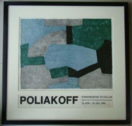 Литография Poliakoff - Composition grise, verte et bleue