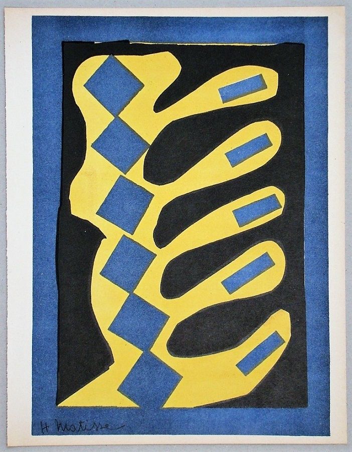 Литография Matisse - Composition jaune, bleu et noire, 1947