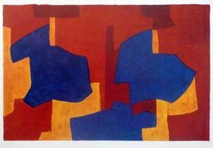 Литография Poliakoff - Composition jaune bleue et rouge