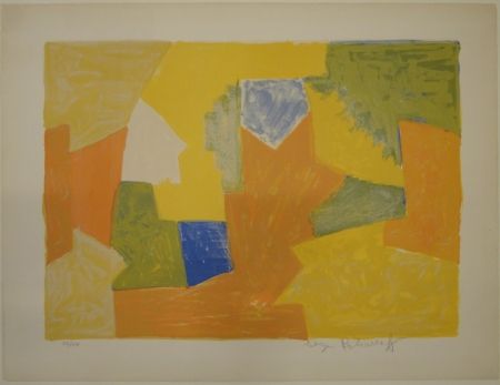 Литография Poliakoff - Composition jaune, orange et verte / Komposition Gelb, Orange und Grün. 