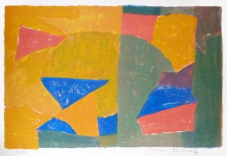 Литография Poliakoff - Composition jaune, verte, bleue et rouge
