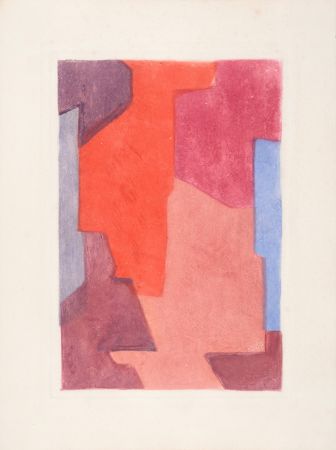 Офорт И Аквитанта Poliakoff - Composition mauve bleue et rouge, Parménide, 1964 (#E)