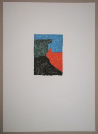 Литография Poliakoff - Composition noire, rouge, bleue et verte