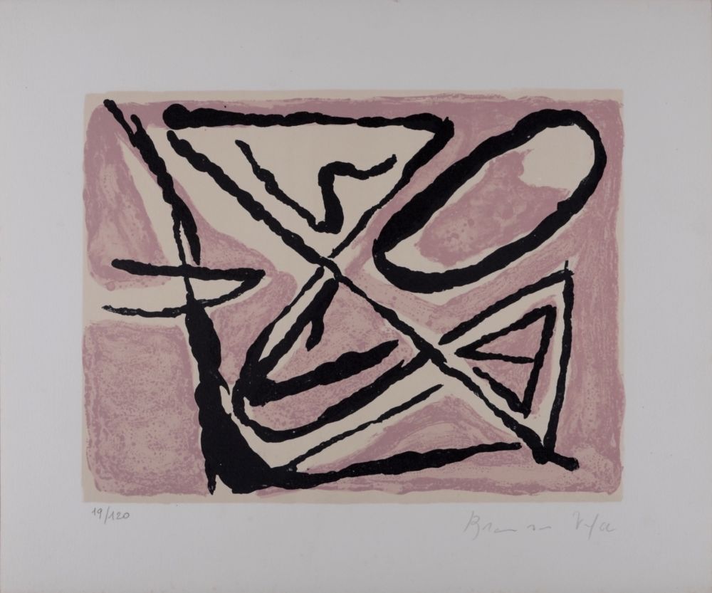 Литография Van Velde - Composition Rose - Hand-signed