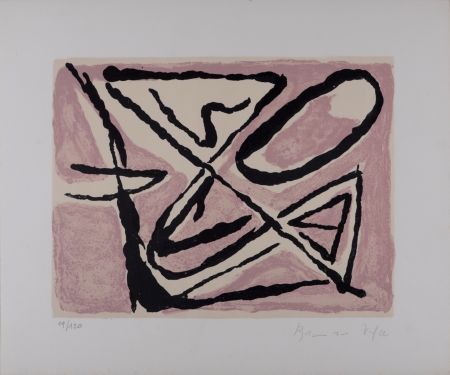 Литография Van Velde - Composition Rose - Hand-signed