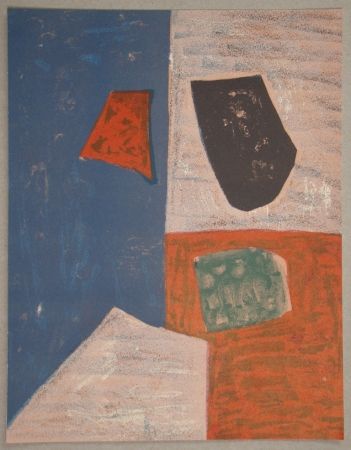 Литография Poliakoff - Composition rose, rouge et bleue