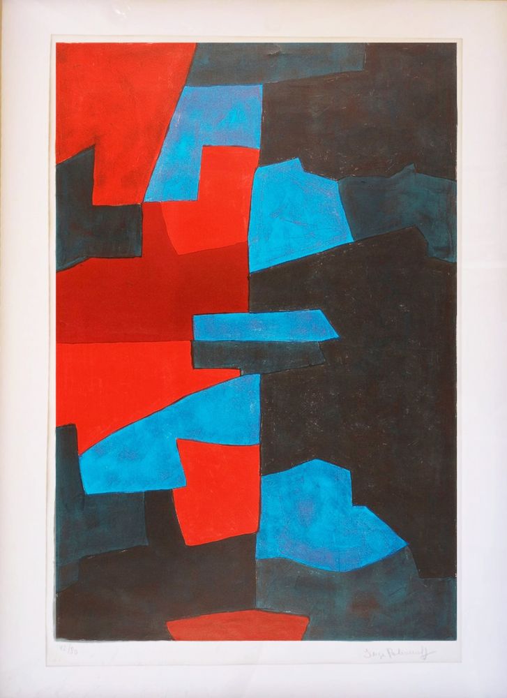 Литография Poliakoff - Composition rouge, bleue et noire L72 