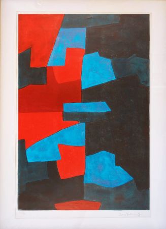 Литография Poliakoff - Composition rouge, bleue et noire L72 