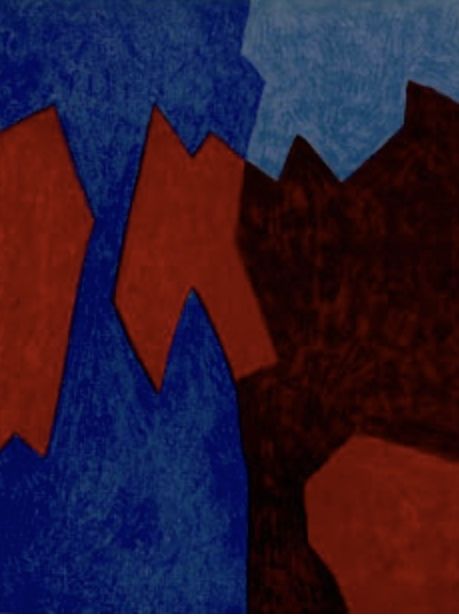 Литография Poliakoff - Composition rouge et bleu