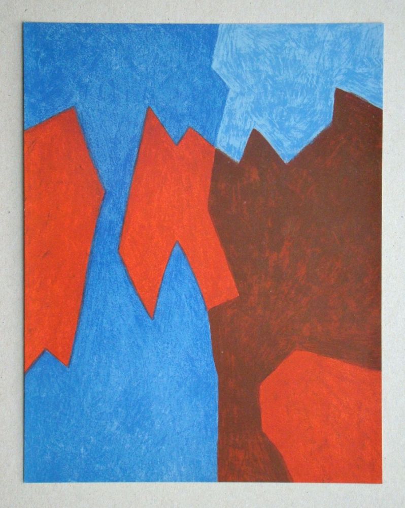 Литография Poliakoff - Composition rouge et bleue