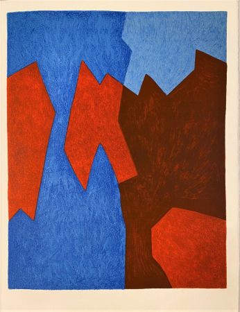 Литография Poliakoff - Composition rouge et bleue