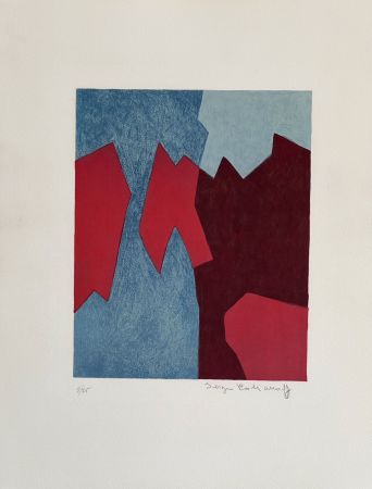 Литография Poliakoff - Composition rouge et bleue L68 