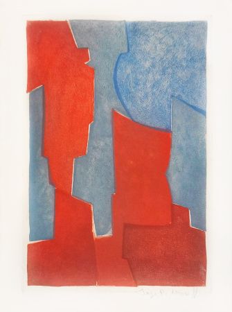 Офорт И Аквитанта Poliakoff - Composition rouge et bleue XX 