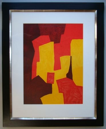 Литография Poliakoff - Composition rouge, jaune et brune