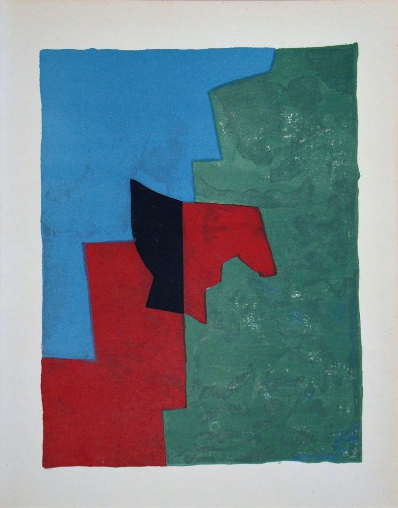 Литография Poliakoff - Composition rouge, verte et bleue
