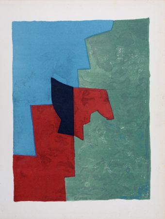 Литография Poliakoff - Composition rouge, verte et bleue L32, 1961
