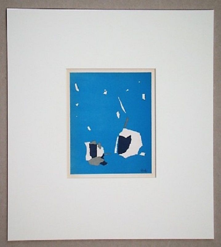 Литография De Stael - Composition sur fond bleu ciel