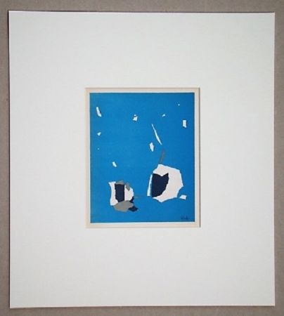 Литография De Stael - Composition sur fond bleu ciel