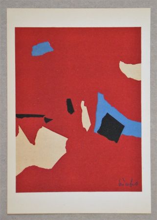 Литография De Stael - Composition sur fond rouge