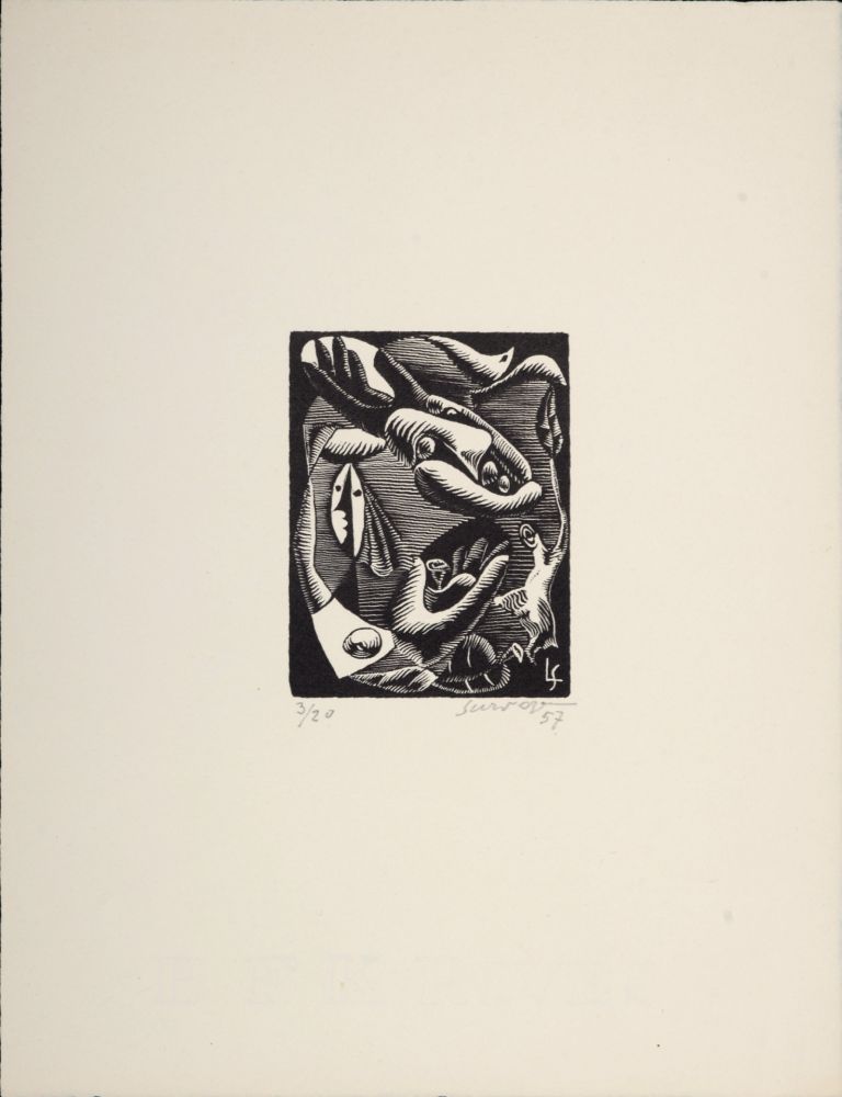 Гравюра На Дереве Survage - Composition surréaliste XXV (1), 1957