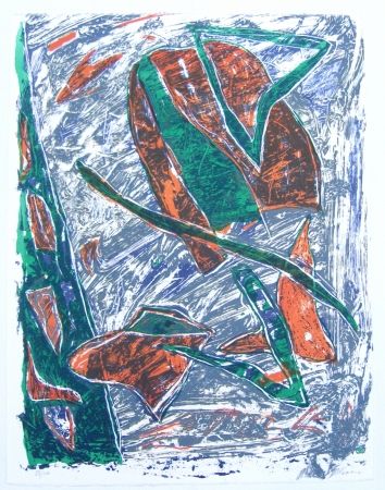 Литография Humair - Composition verte et rouge