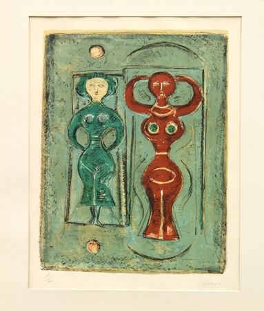 Литография Campigli - Composizione con due figure