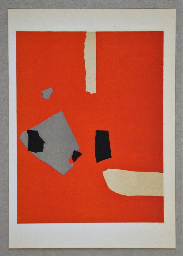 Литография De Stael - Compsition sur fond orange