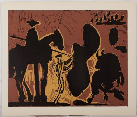 Линогравюра Picasso - Corrida, Torero face au taureau