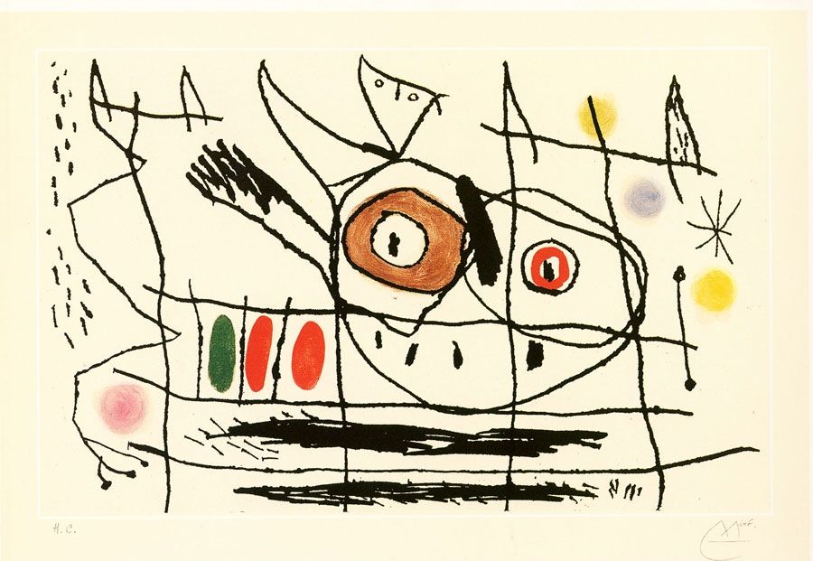 Офорт И Аквитанта Miró - Couple d'oiseaux