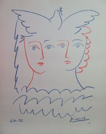 Литография Picasso - Couple à la colombe