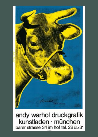 Сериграфия Warhol - 'Cow Wallpaper (Blue/Yellow)' 1983 Silkscreen (Hand-signed)