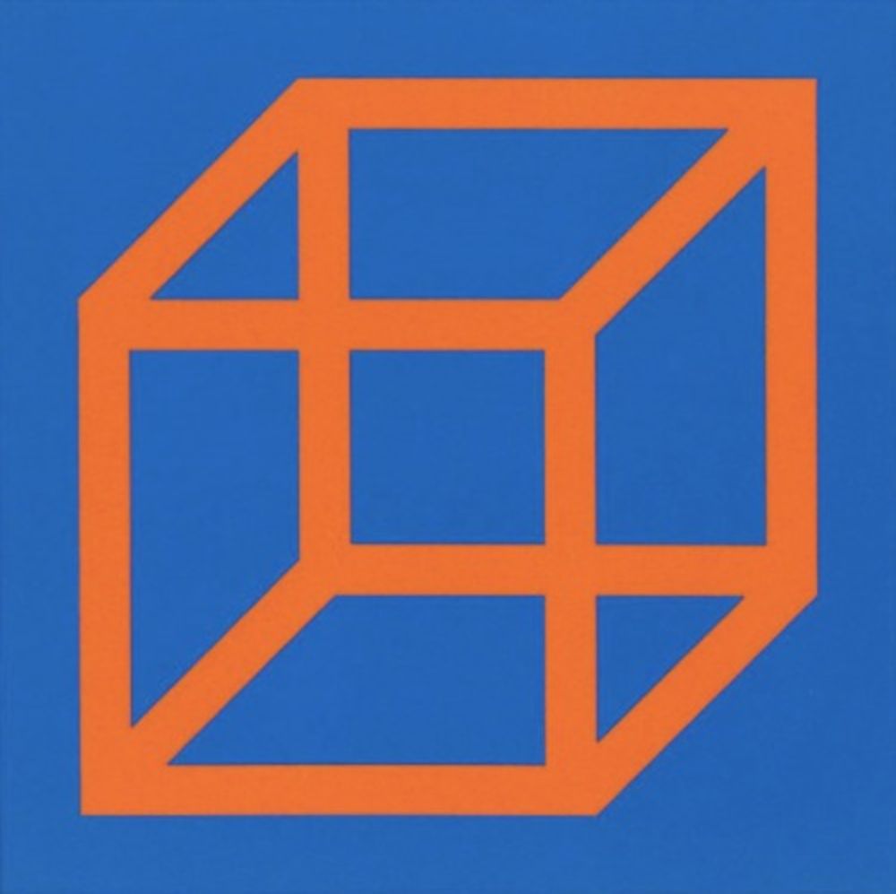 Линогравюра Lewitt - Cubes in Color on Color (Blue/Orange)