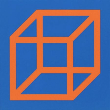 Линогравюра Lewitt - Cubes in Color on Color (Blue/Orange)