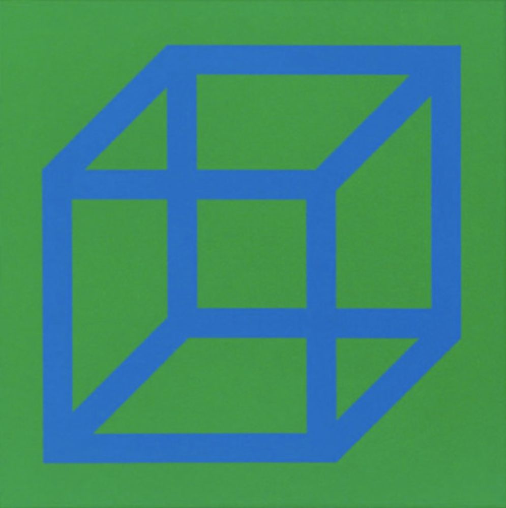 Линогравюра Lewitt - Cubes in Color on Color (Green/Blue)