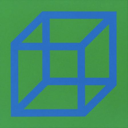 Линогравюра Lewitt - Cubes in Color on Color (Green/Blue)