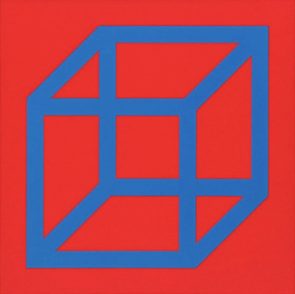 Линогравюра Lewitt - Cubes in Color on Color (Red/Blue)