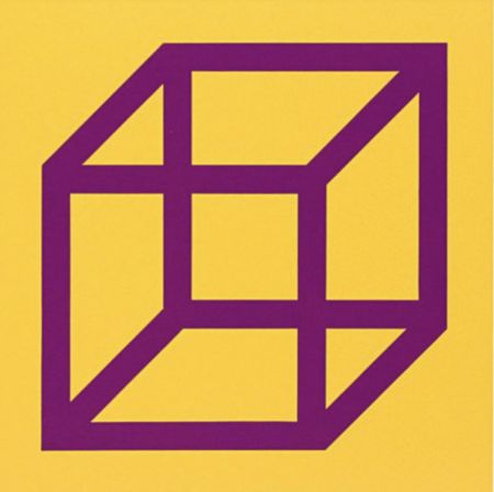 Линогравюра Lewitt - Cubes in Color on Color (Yellow/Purple)